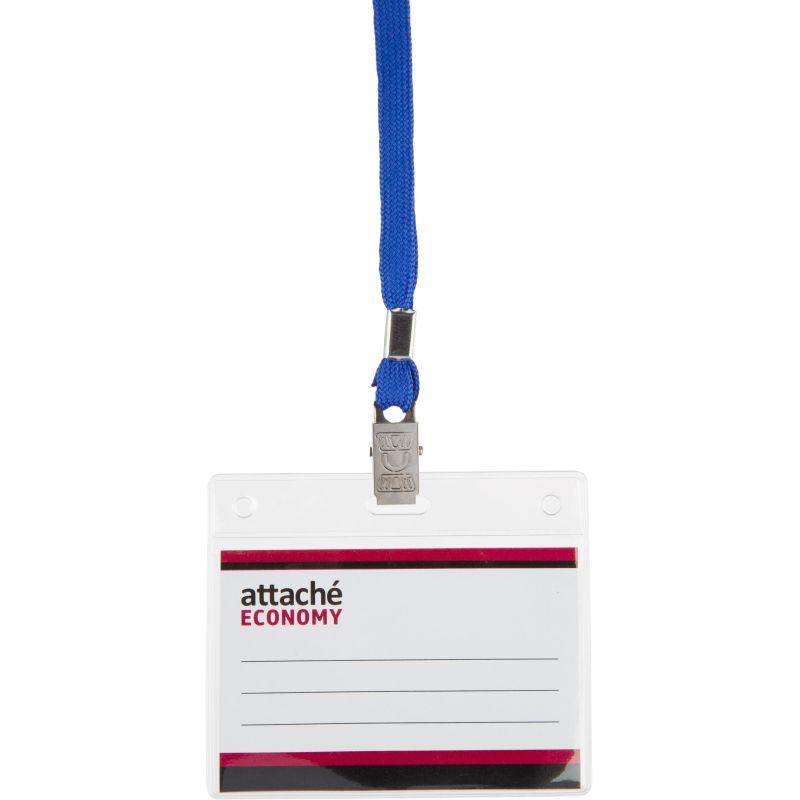 Бейдж Attache Economy 78×96 150мкм, шнурок 45см син, вкладыш 60×90 5шт/уп