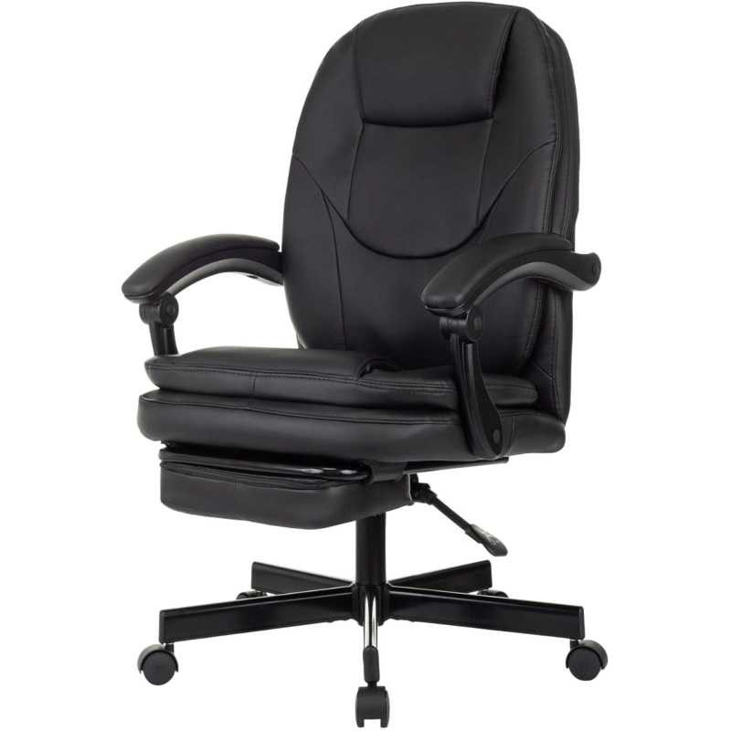 Кресло VB_EChair 668 PU P черный эко. кожа подст. для ног