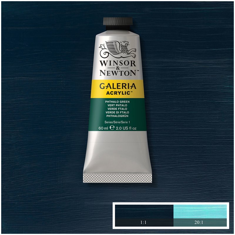 Краска акриловая художественная Winsor&Newton «Galeria», 60мл, туба, зеленый фтало