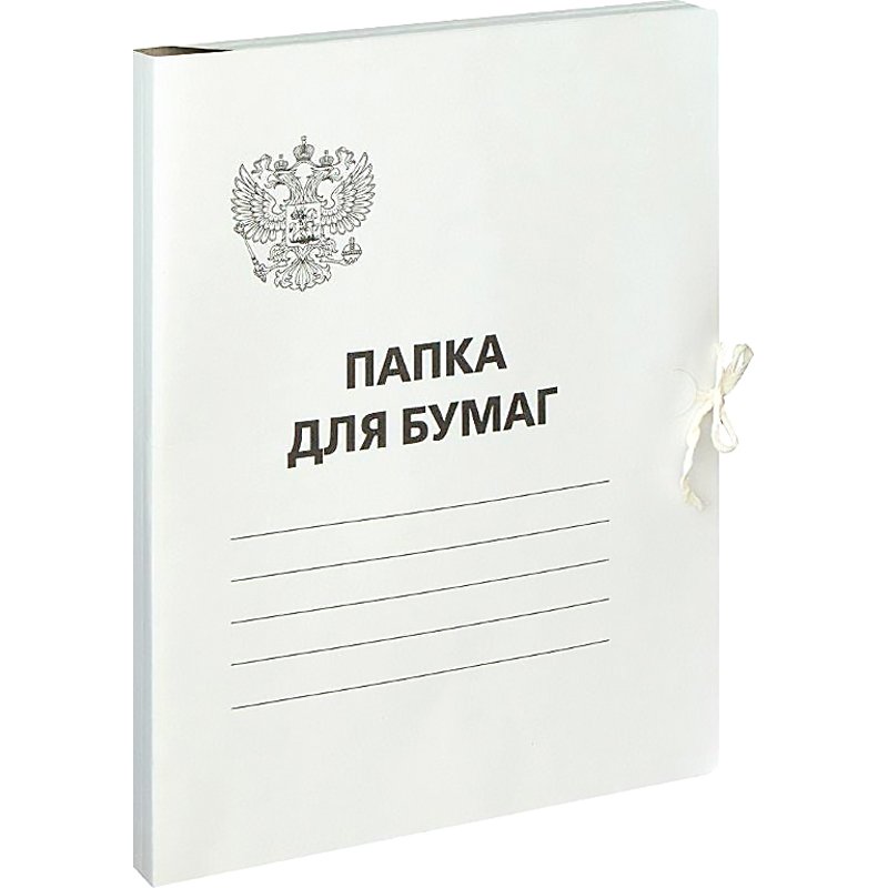 превью Папка для бумаг с завязками OfficeSpace, Герб России, картон немелованный,300г/м2, белый, до 200л. 