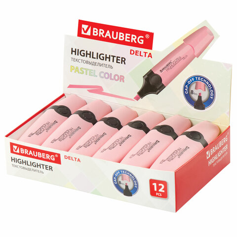 Текстовыделитель BRAUBERG «DELTA PASTEL», ПАСТЕЛЬНЫЙ РОЗОВЫЙ, линия 1-5 мм