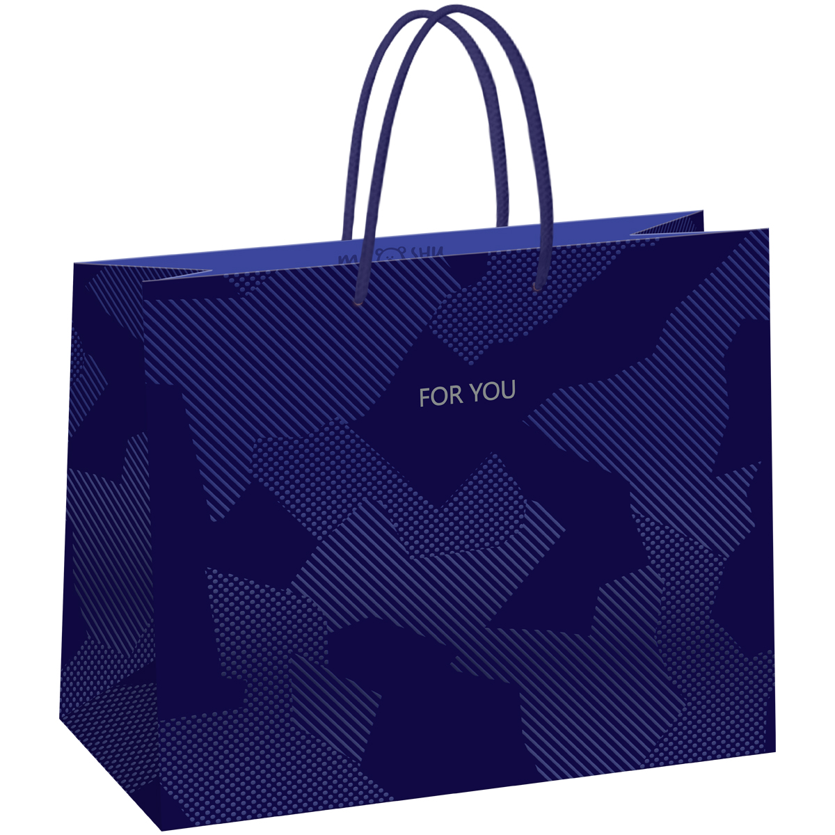 превью Пакет подарочный 32×26×12см MESHU «Blue pattern», выборочный лак, матовая ламинация