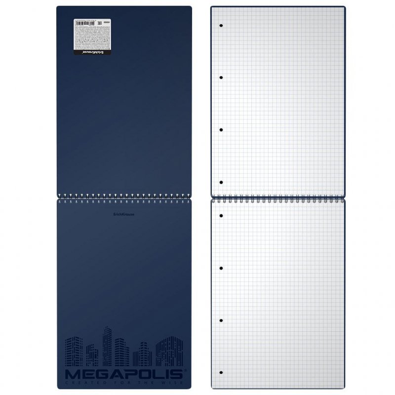Блокнот А4 ErichKrause Megapolis А4 80 листов синий в клетку на спирали (210×297 мм)