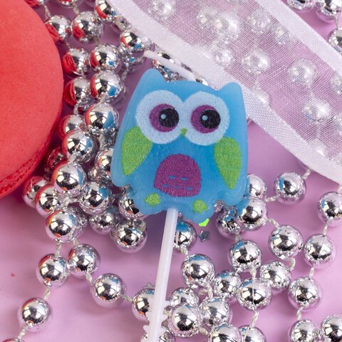 Свечи фигурные для торта на шпажках «Совы и бабочки», 5 шт., 2.5×3/2.5×2.5 см, ЗОЛОТАЯ СКАЗКА