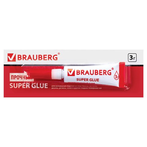 превью Клей моментальный (суперклей) BRAUBERG, ПРОЧНЫЙ, НОВАЯ УПАКОВКА 3 г, 605566