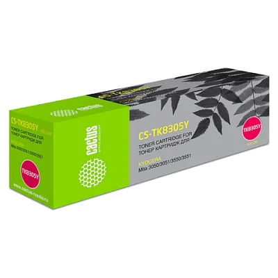 Тонер-картридж CACTUS (CS-TK8305Y) для KYOCERA TASKalfa 3050/3051/3551, желтый, ресурс 15000 стр. 