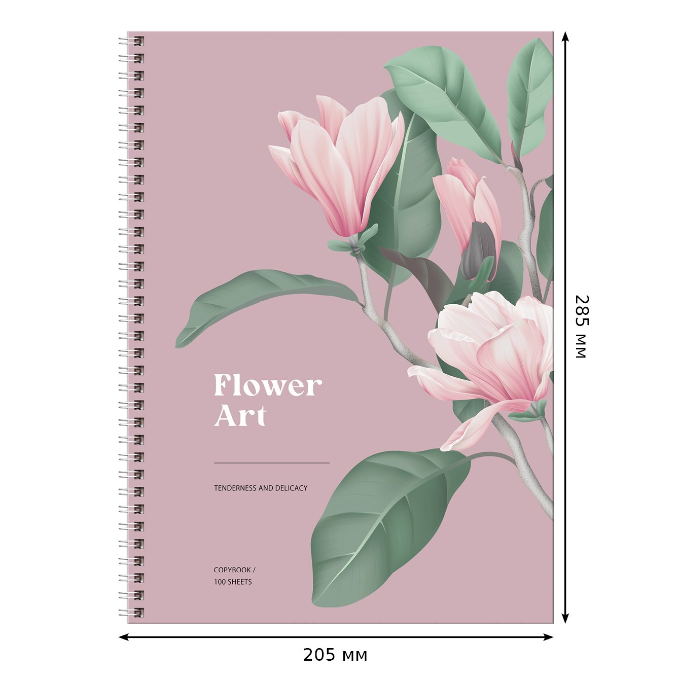 Тетрадь 100л., А4 клетка на гребне BG «Flower art», матовая ламинация, твердая обложка