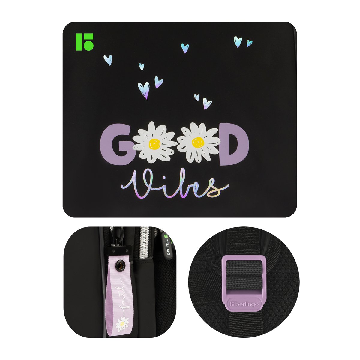 Рюкзак Berlingo inStyle «Good vibes» 41×27×20 см, 3 отделения, 2 кармана, эргономичная спинка
