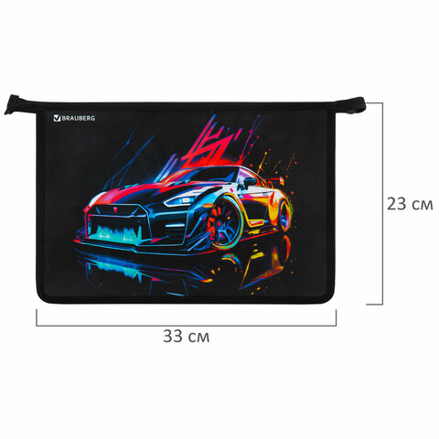 Папка для труда на молнии BRAUBERG А4, 2 отделения, органайзер, «Neon drift»
