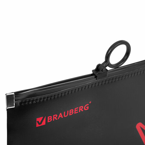 Папка для тетрадей BRAUBERG А4, 1 отделение, пластик, на zip-lock-молнии, «Danger»
