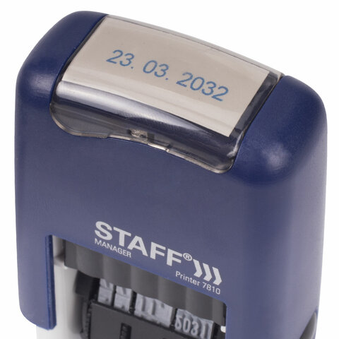 Датер-мини STAFF, месяц цифрами, оттиск 22×4 мм, «Printer 7810 BANK»