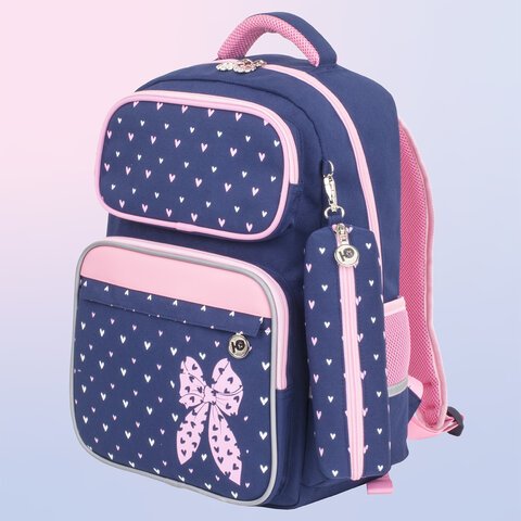 Рюкзак ЮНЛАНДИЯ COMPLETEс пеналом в комплектеэрго-спинкаPink bow42×29х14 см229972