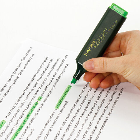 Текстовыделитель BRAUBERG «ORIGINAL», ЗЕЛЕНЫЙ, линия 1-5 мм