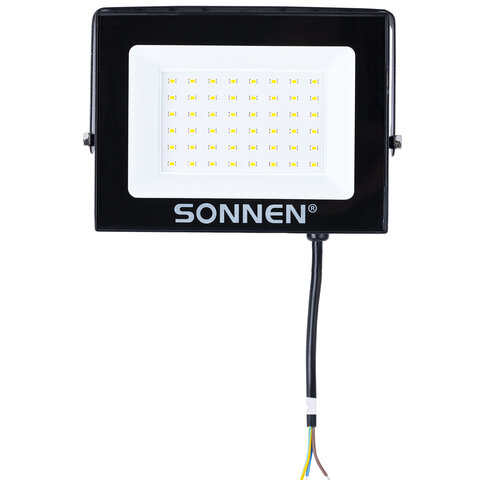 Прожектор светодиодный 50 Вт, 6500 К, 4000 Лм, IP65, 176×123x26 мм, черный, SONNEN
