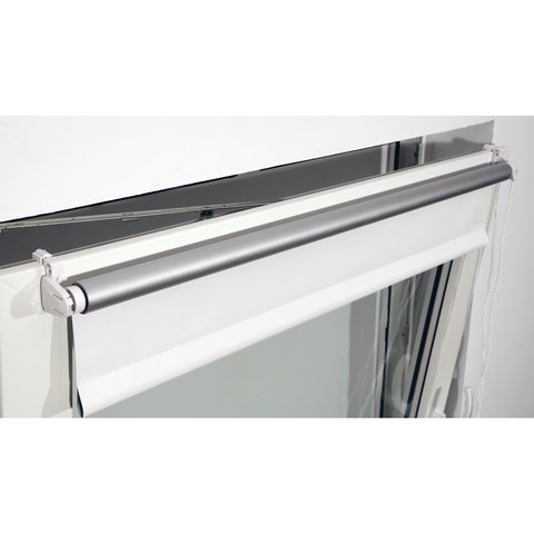 Штора рулонная светонепроницаемая (Блэкаут) BRABIX 80×175 см, белый/серебро, 606013