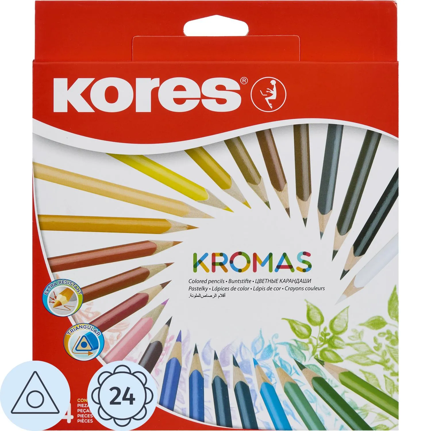 превью Карандаши цветные Kores Kromas 24 карандаша 24 цвета трёхгранные