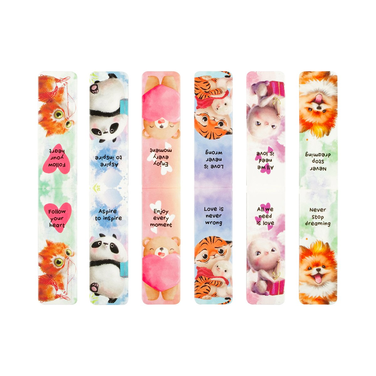 Закладки магнитные для книг, 6шт., MESHU «Cute animals», глянцевая ламинация