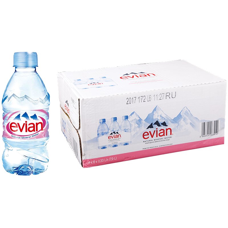Вода негазированная минеральная EVIAN, 0.33 л, пластиковая бутылка