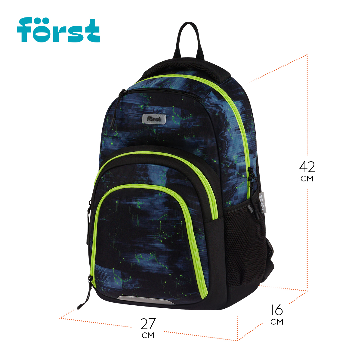 Рюкзак Först F-Line «Welcome to the future» 42×27×16см, 1 отделение, 5 карманов, уплотненная спинка