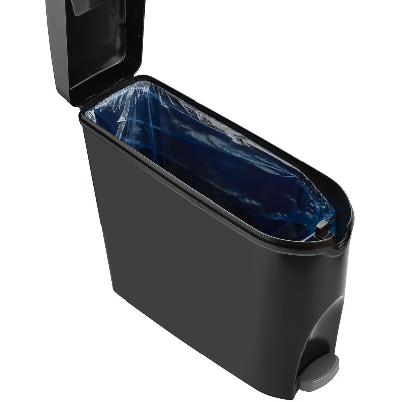 Ведро мусорное с педалью Luscan Slim 20 л, черное, пластик