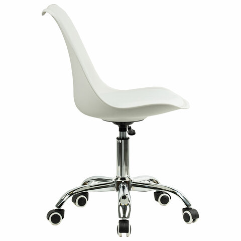 Кресло стул BRABIX «Eames MG-310 CH», хром, пластик белый, экокожа белая