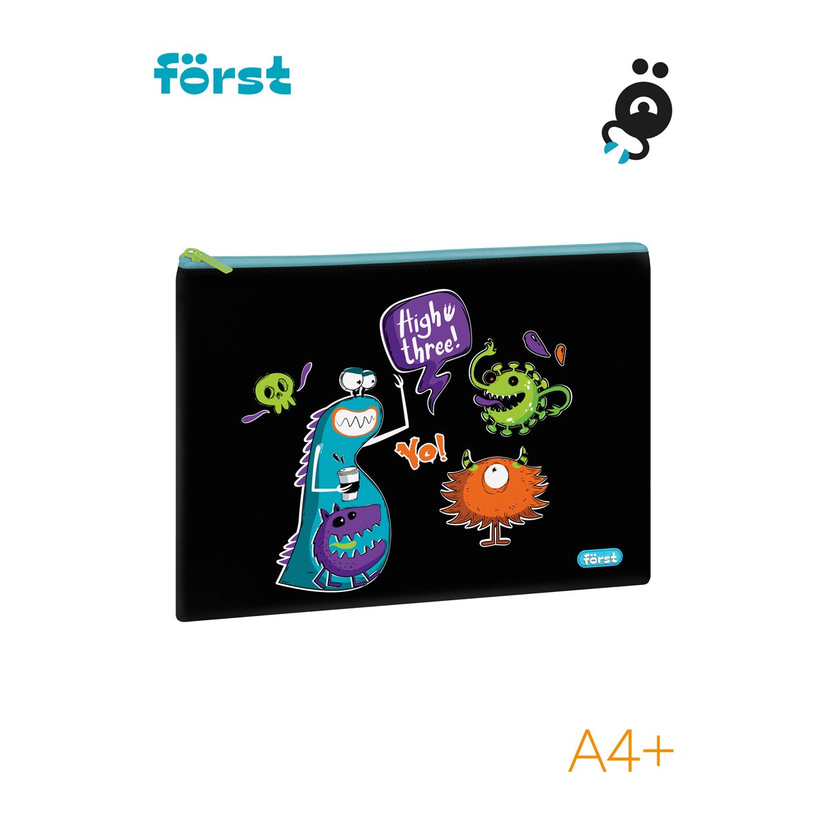 Папка текстильная А4 Först «Monster party», 335×245 мм, 1 отделение, полиэстер