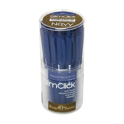 Ручка шариковая автоматическая BRUNO VISCONTI SlimClick NAVY, СИНЯЯ, линия 0.4мм, 20-