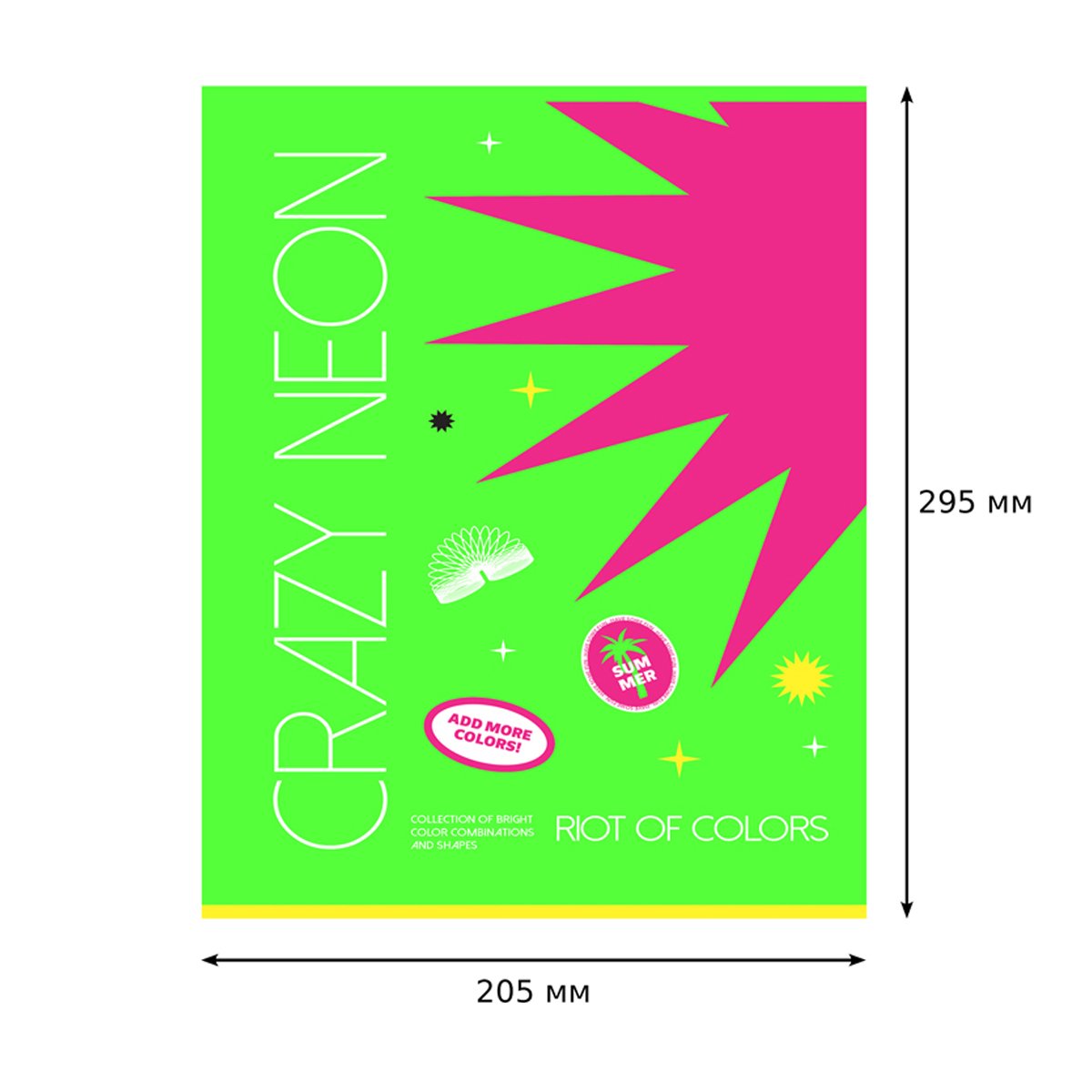 Тетрадь 96л., А4, клетка BG «Crazy neon», неоновая краска