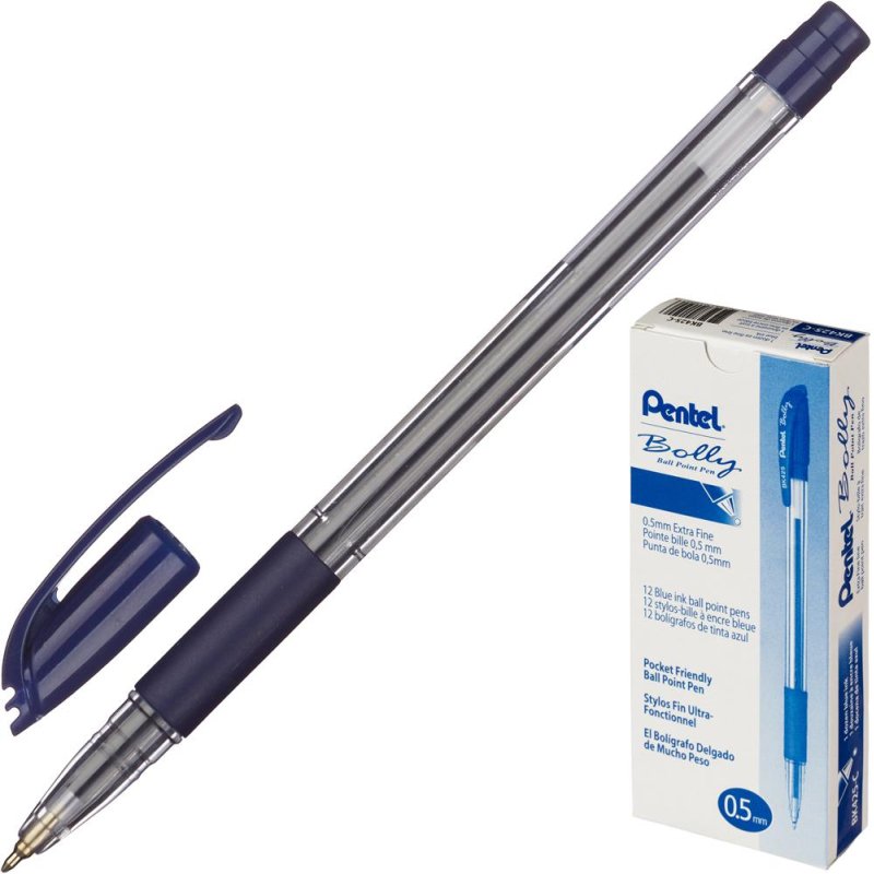 Ручка шариковая неавтоматическая масляная Pentel Bolly BK425-C синяя (толщина линии 0.25 мм)