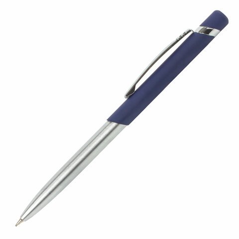 Ручка подарочная шариковая BRAUBERG Ottava, СИНЯЯ, корпус серебристый с синим, линия письма 0.5 мм