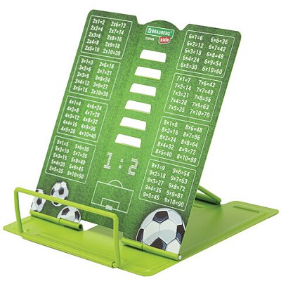 Подставка для книг и учебников BRAUBERG KIDS mini «Football» с таблицей умножения, регулируемый угол наклона, металлическая