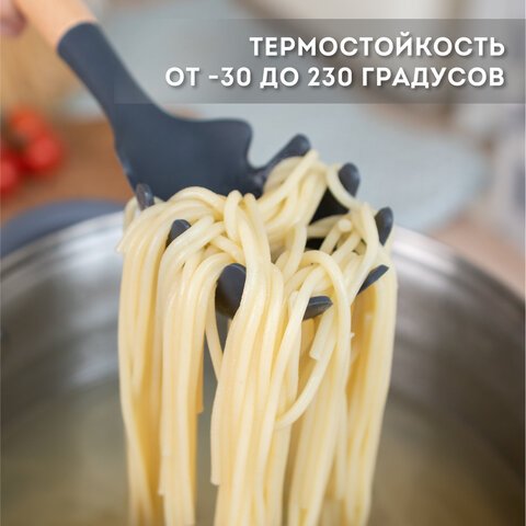 Набор силиконовых кухонных принадлежностей с деревянными ручками 12 в 1серыйDASWERK608194