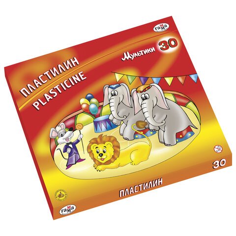 Пластилин Гамма «Мультики», 30 цветов, 600г, со стеком, картон