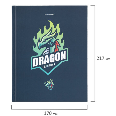 Дневник 1-11 класс 40 л., твердый, BRAUBERG, матовая ламинация, «Dragon»