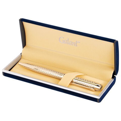 Ручка подарочная шариковая GALANT «Graven Gold», корпус золотистый с гравировкой, золотистые детали, пишущий узел 0.7 мм, синяя