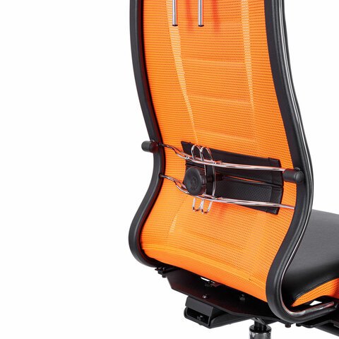 Кресло компьютерное МЕТТА «ErgoLife» 10 B2-160D2D-подголовникэкокожа/сеткачерное/оранжевое