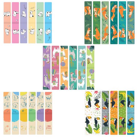 Закладки для книг МАГНИТНЫЕ, «ANIMALS», набор 30 шт., 60×20 мм, BRAUBERG