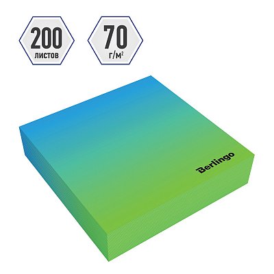 Блок для записи декоративный на склейке Berlingo «Radiance» 8.5×8.5×2, голубой/зеленый, 200л. 
