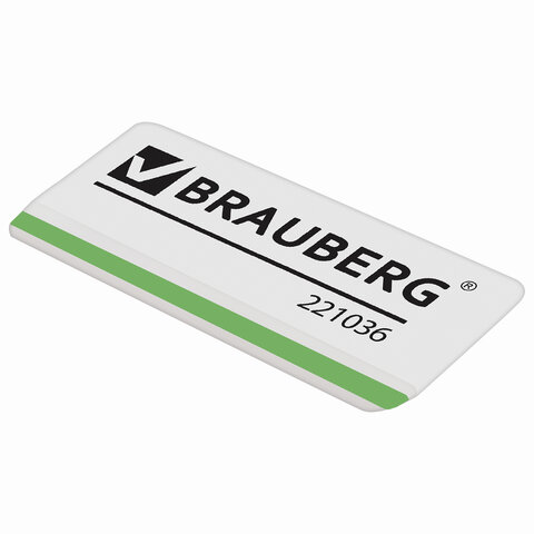 превью Резинка стирательная BRAUBERG, 57?18?8 мм, трёхслойная, белая, в картонном дисплее