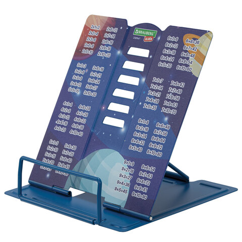 превью Подставка для книг и учебников BRAUBERG KIDS mini «Deep Space» с таблицей умножения, регулируемый угол наклона, металлическая