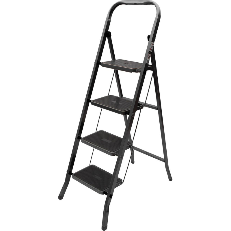 Стремянка Jet Black 4 шир. ступ. с ковриком, сталь, Zalger, арт. 9920-4