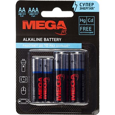 Батарейки Promega пальчиковые AA LR06 + мизинчиковые AAA LR03 (4 штуки в упаковке)