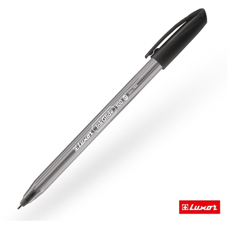 Ручка шариковая Luxor «InkGlide 100 Icy» черная, 0.7мм, трехгран. 