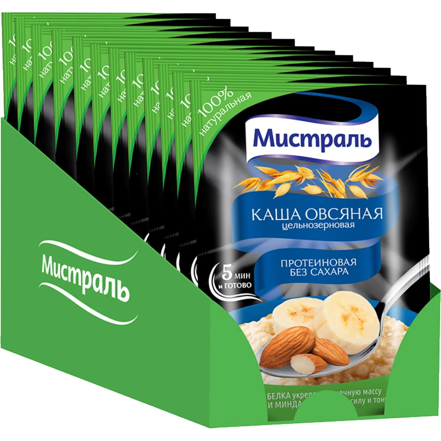 превью Каша Мистраль овсяная Протеиновая (12 штук по 40 г)