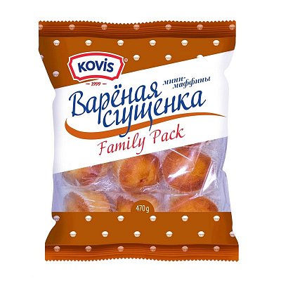 Кекс Мини-маффины Kovis с кремом вареная сгущенка, 470г