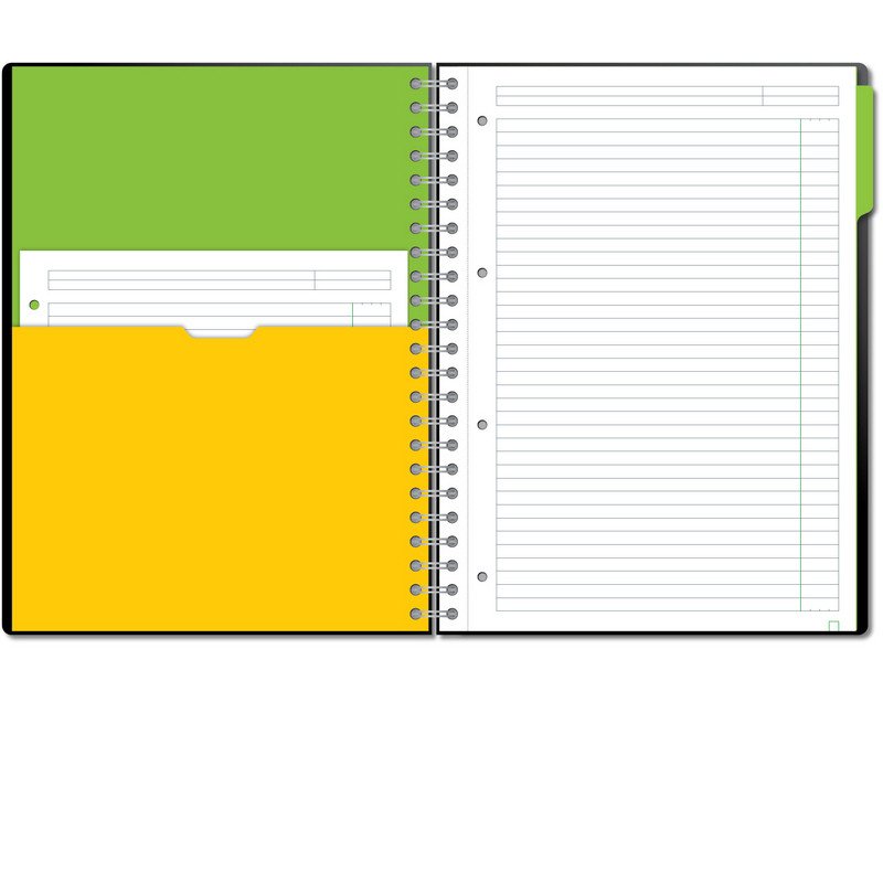 Бизнес-тетрадь SMARTBOOK (А4, 120л, клетка, спираль, разд, карман, жел-зеленый)