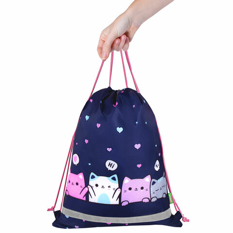 Мешок для обуви BRAUBERG KIDS, светоотражающая полоса, 46×36 см, Anti-gravity