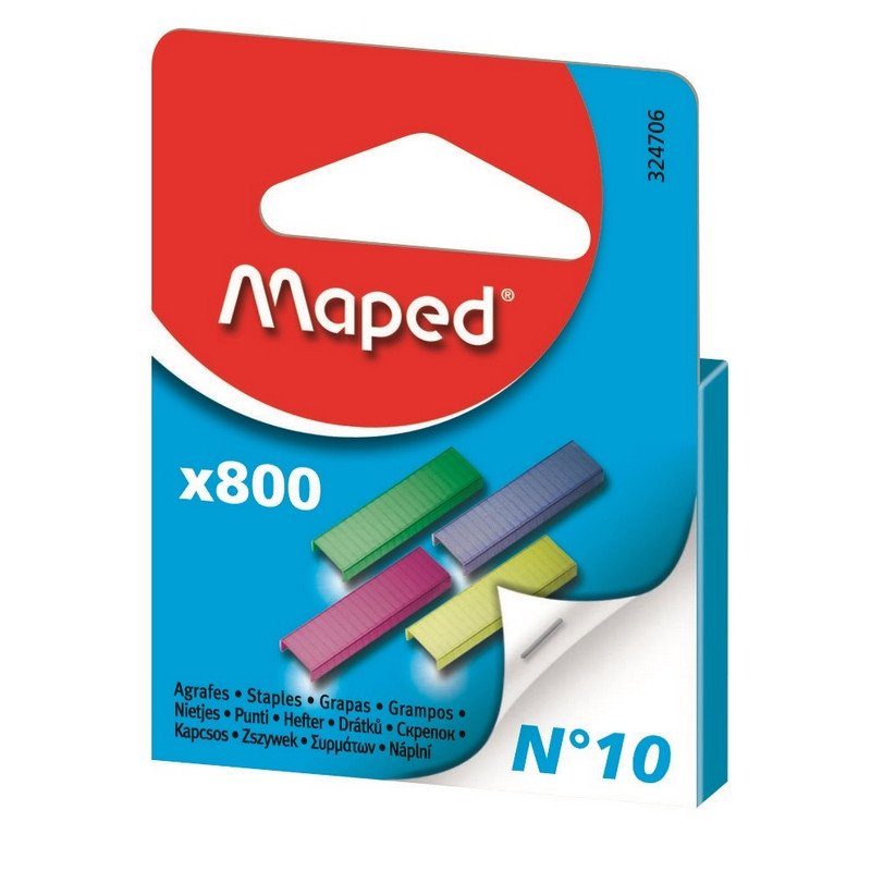 Скобы для степлера MAPED (), №10, 800 шт., цветные