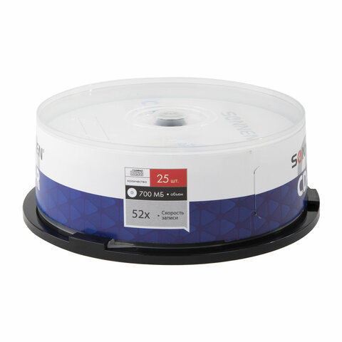 Диски CD-R SONNEN 700Mb 52x Cake Box (упаковка на шпиле) КОМПЛЕКТ 25шт
