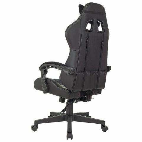 Кресло компьютерное BRABIX «Striker GM-121»синхромеханизм2 подушкиэкокожа/велюрчерное532962